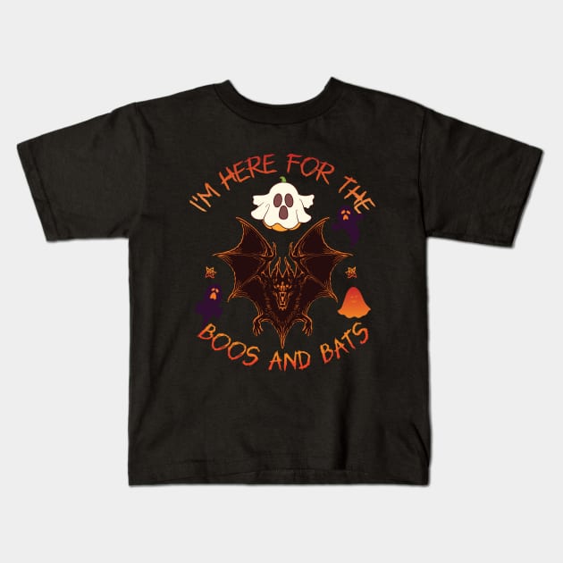 i am here for boos and bats Kids T-Shirt by Conqcreate Design